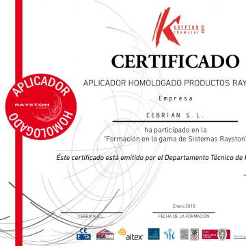 Certificado aplicador homologado Rayston